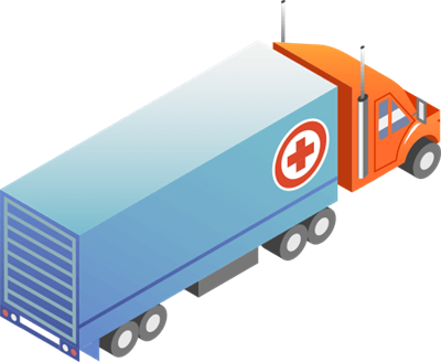 disaster relief freight truck